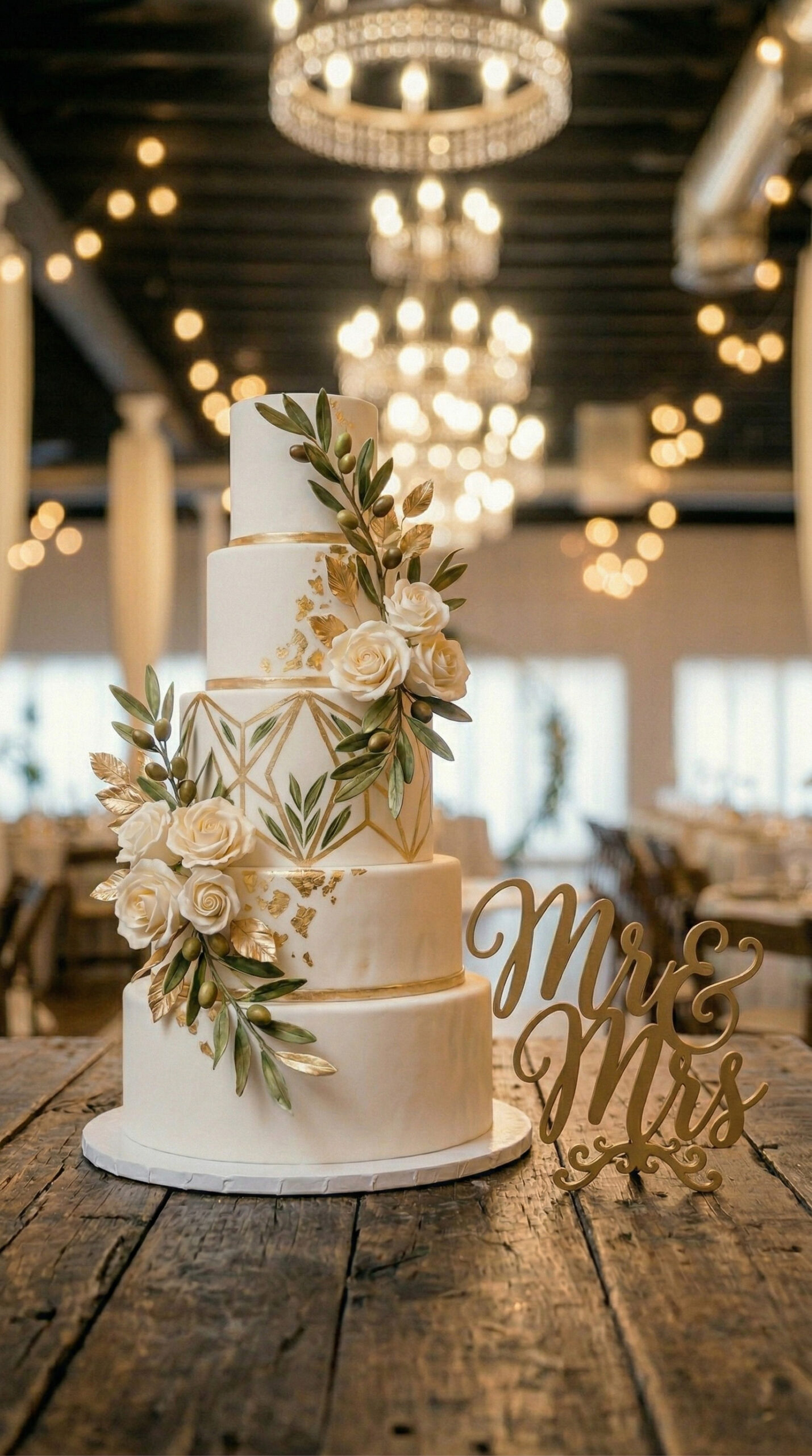 Beautiful wedding cake, Venue at sombras background